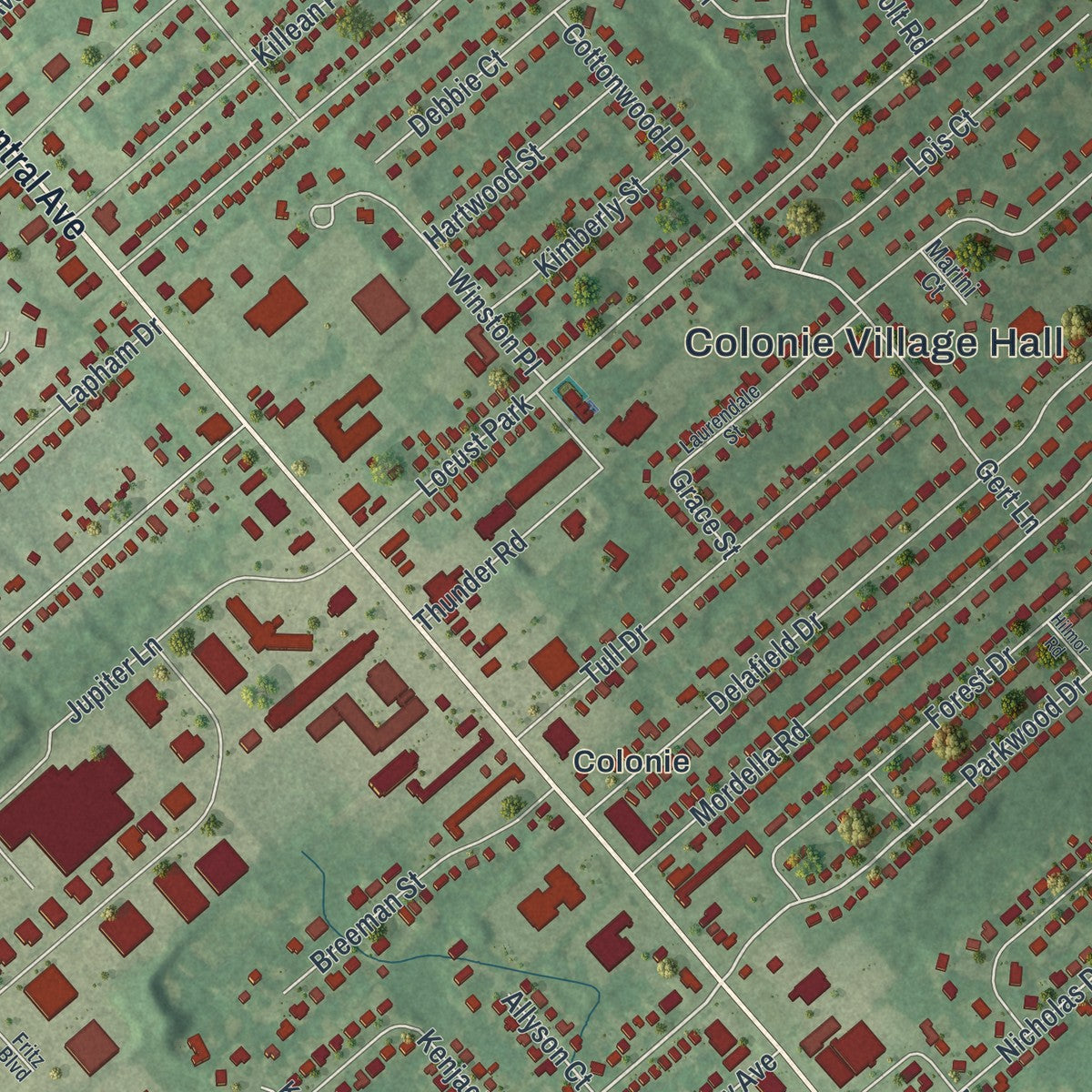 Close-up 1 of the Colonie, New York map artwork