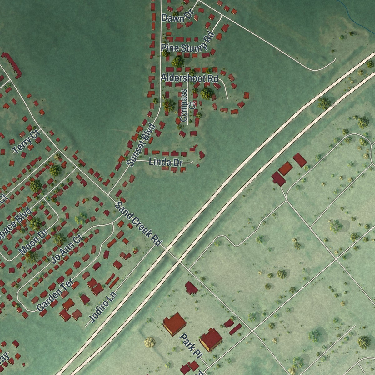 Close-up 2 of the Colonie, New York map artwork