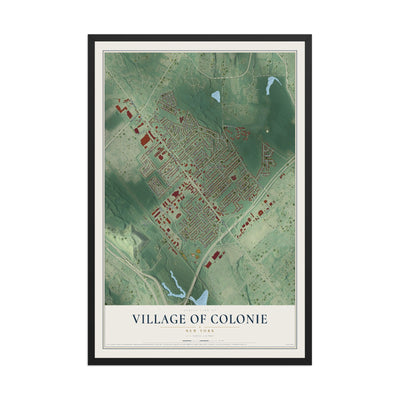 Colonie, New York map print, 12" x 18" W/ Black Ayous Wood Frame mockup
