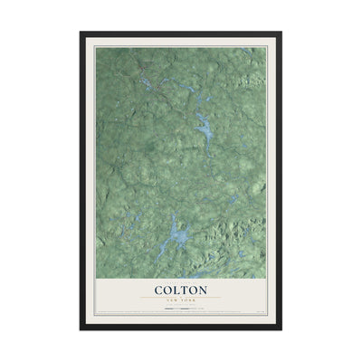 Colton, New York map print, 12" x 18" W/ Black Ayous Wood Frame mockup
