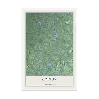 Colton, New York map print, 12" x 18" W/ White Ayous Wood Frame mockup