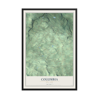 Columbia, New York map print, 12" x 18" W/ Black Ayous Wood Frame mockup