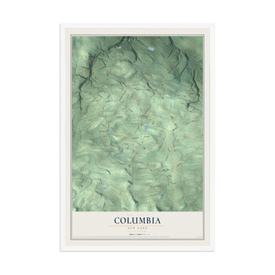 Columbia, New York map print, 12" x 18" W/ White Ayous Wood Frame mockup