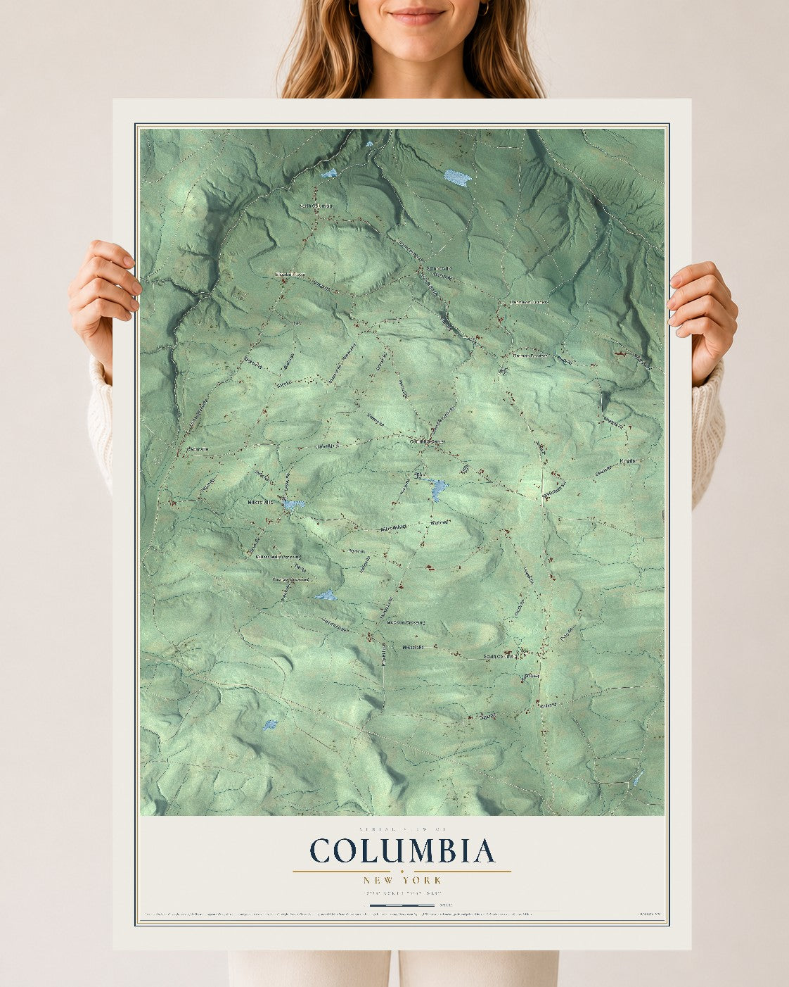 Columbia, New York map print, 24" x 36" Archival Matte Print mockup