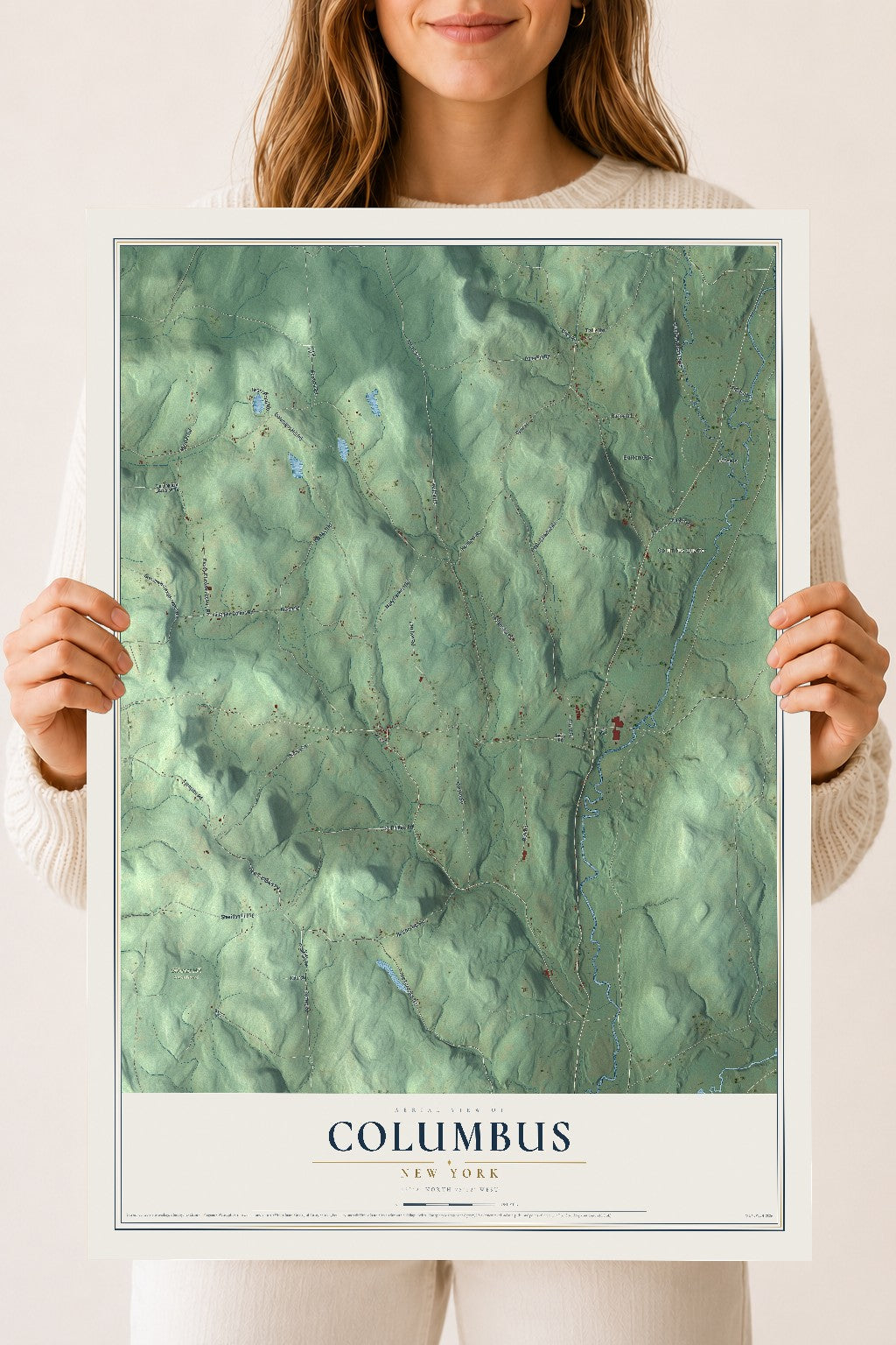 Columbus, New York map print, 18" x 24" Archival Matte Print mockup