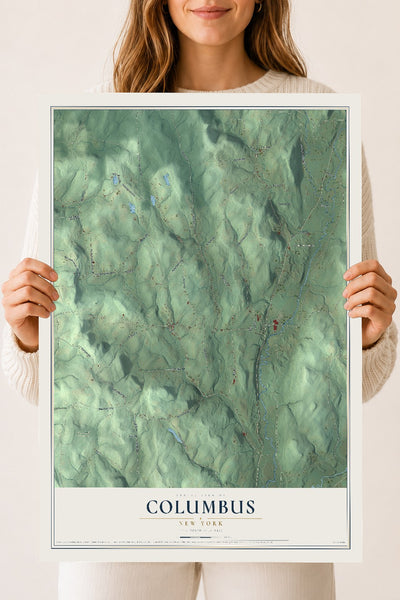 Columbus, New York map print, 18" x 24" Archival Matte Print mockup
