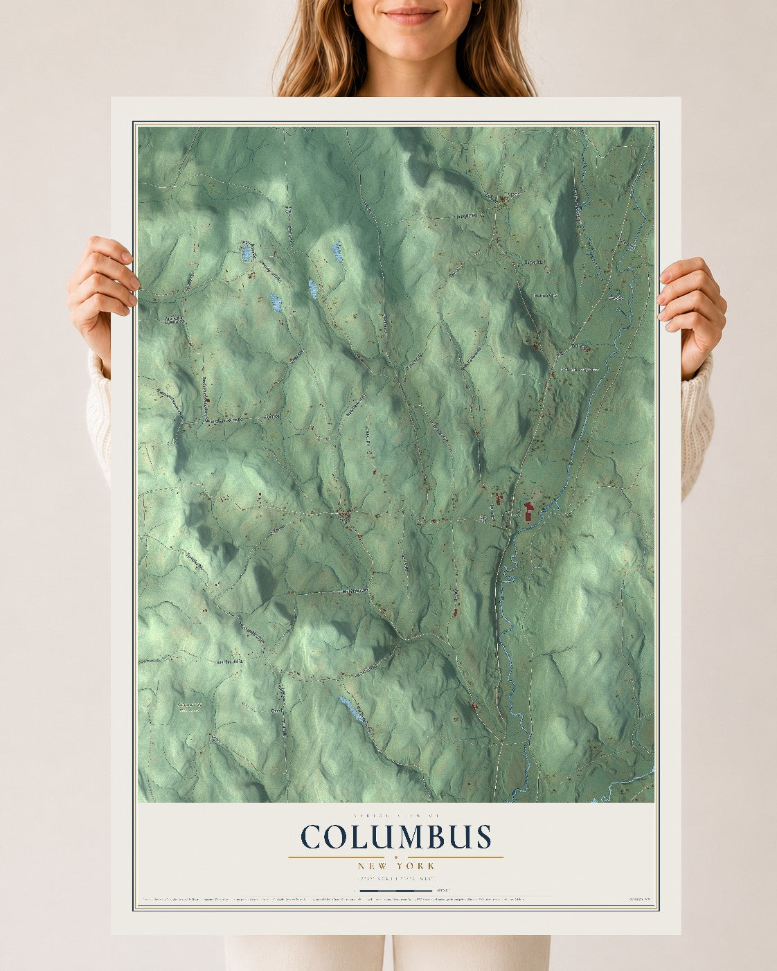 Columbus, New York map print, 24" x 36" Archival Matte Print mockup