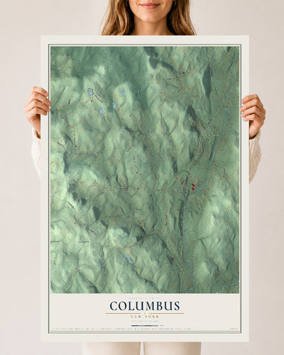 Columbus, New York map print, 24" x 36" Archival Matte Print mockup