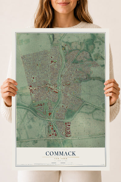 Commack, New York map print, 18" x 24" Archival Matte Print mockup