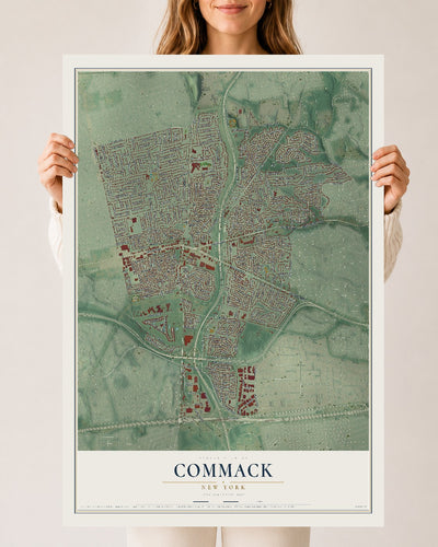 Commack, New York map print, 24" x 36" Archival Matte Print mockup
