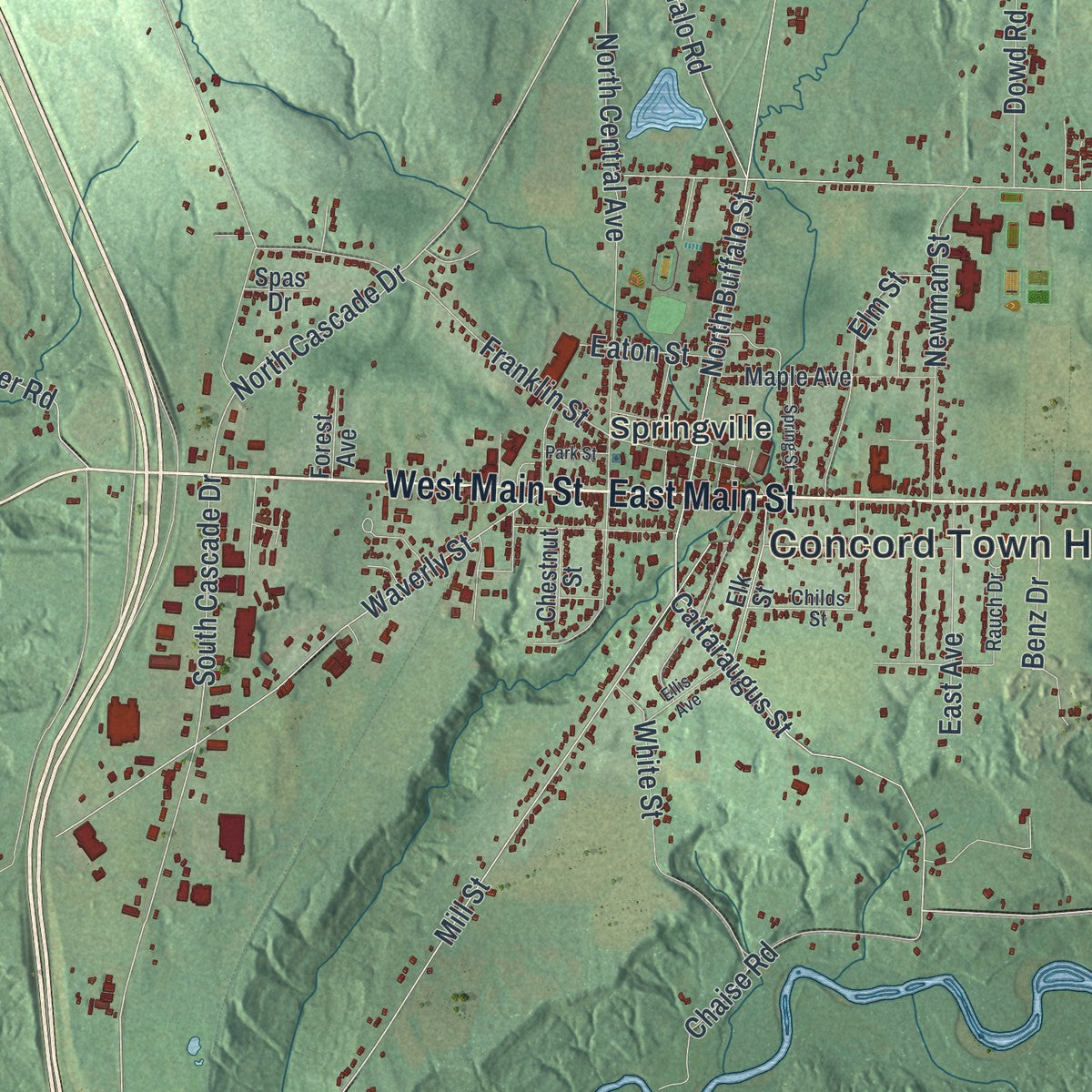 Close-up 1 of the Concord, New York map artwork