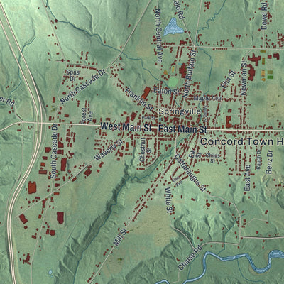Close-up 1 of the Concord, New York map artwork