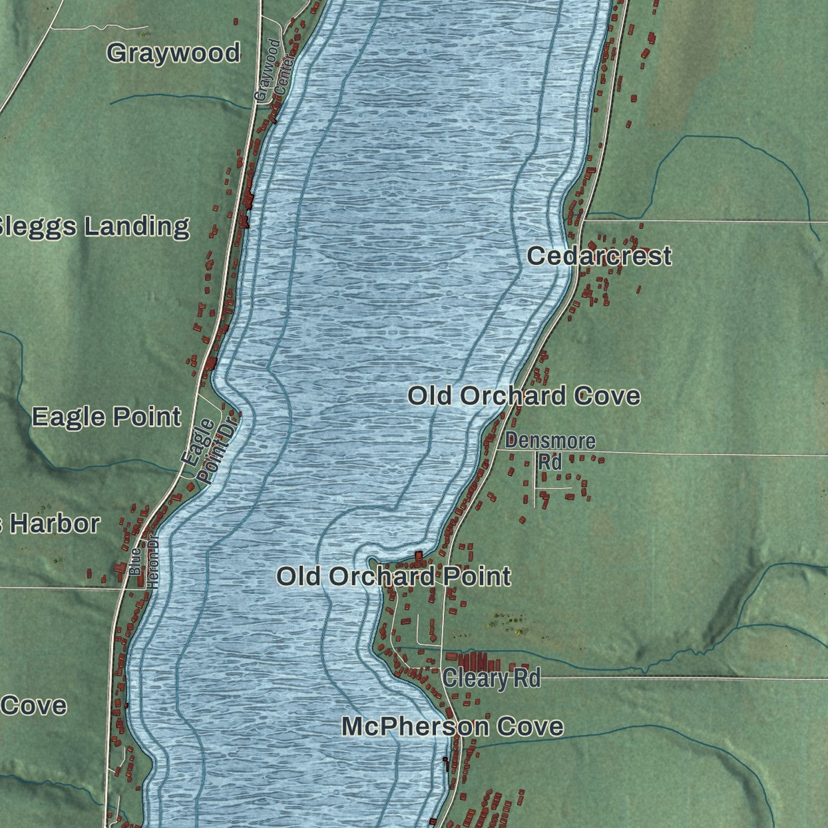 Close-up 1 of the Conesus Lake, New York map artwork