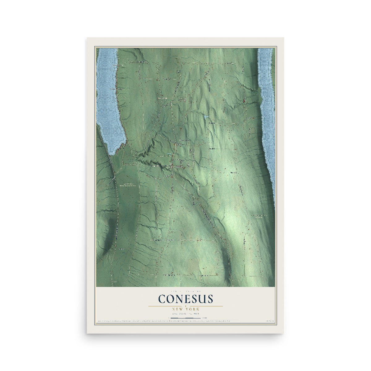 Conesus, New York map print, 12" x 18" Archival Matte Print mockup