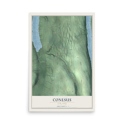 Conesus, New York map print, 12" x 18" Archival Matte Print mockup