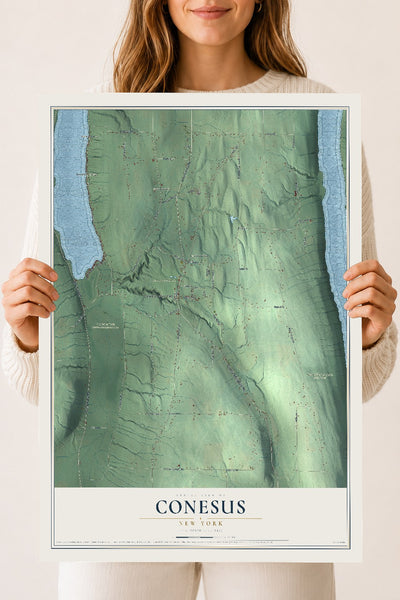 Conesus, New York map print, 18" x 24" Archival Matte Print mockup