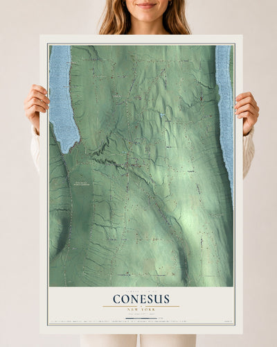 Conesus, New York map print, 24" x 36" Archival Matte Print mockup