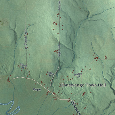 Close-up 2 of the Conewango, New York map artwork