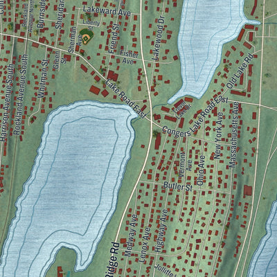 Close-up of the map of Congers, New York print showing street and building detail