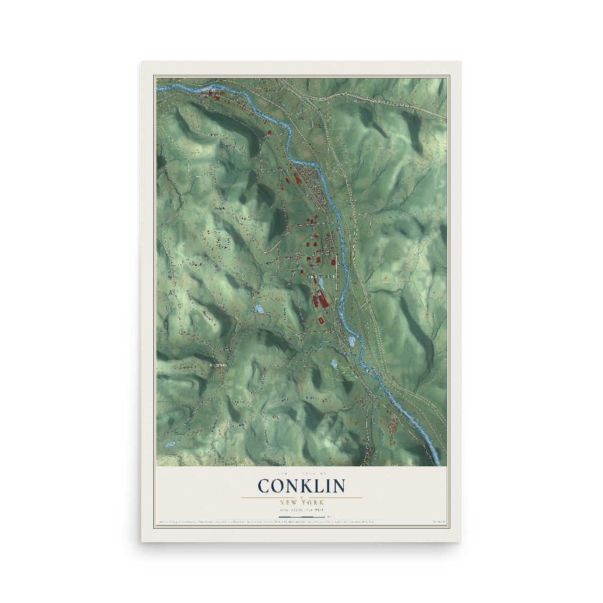 Conklin, New York map print, 12" x 18" Archival Matte Print mockup