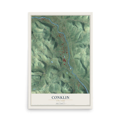 Conklin, New York map print, 12" x 18" Archival Matte Print mockup