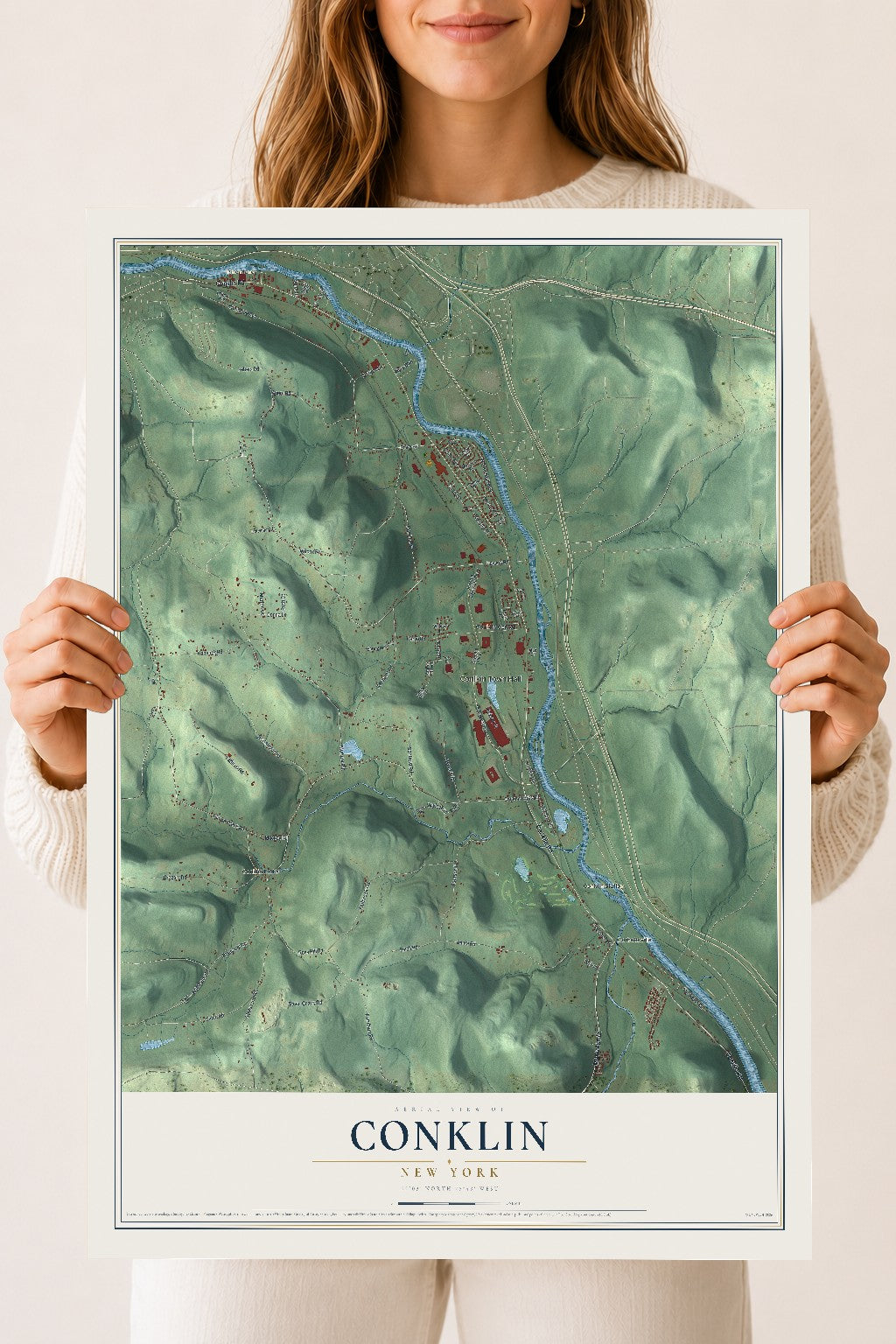 Conklin, New York map print, 18" x 24" Archival Matte Print mockup