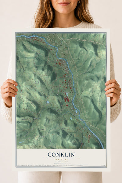 Conklin, New York map print, 18" x 24" Archival Matte Print mockup