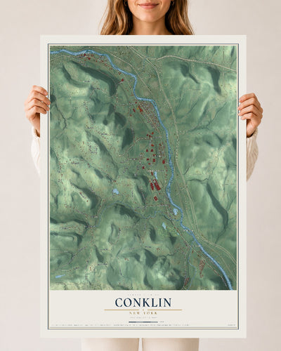 Conklin, New York map print, 24" x 36" Archival Matte Print mockup