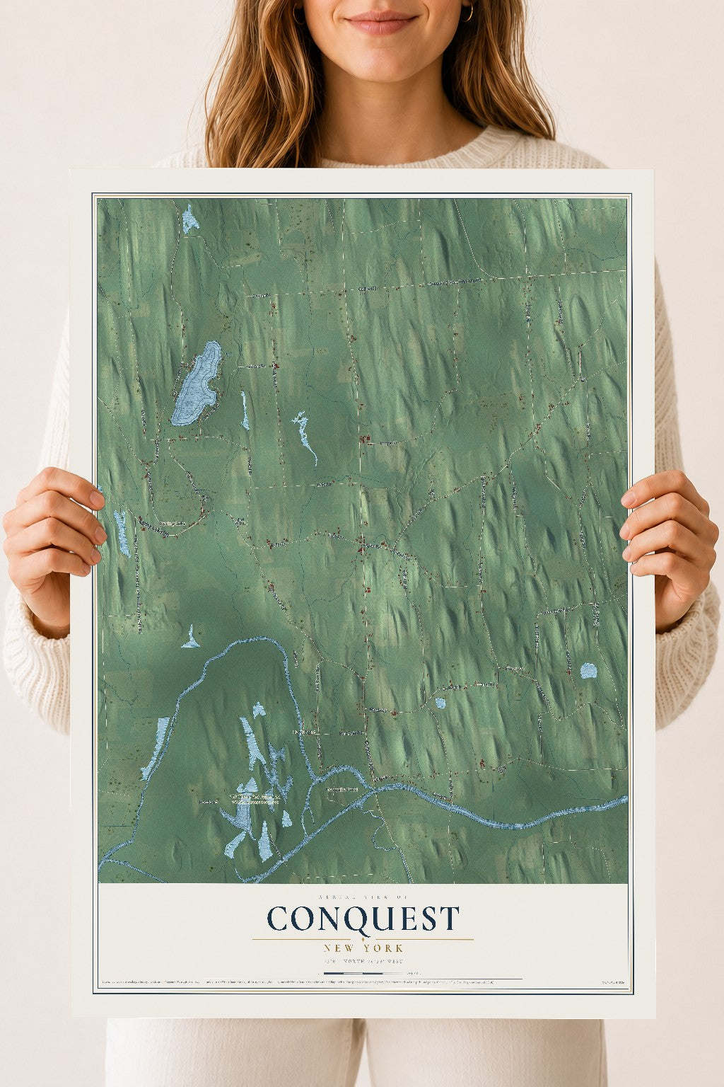 Conquest, New York map print, 18" x 24" Archival Matte Print mockup