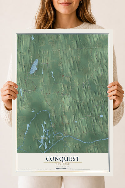 Conquest, New York map print, 18" x 24" Archival Matte Print mockup