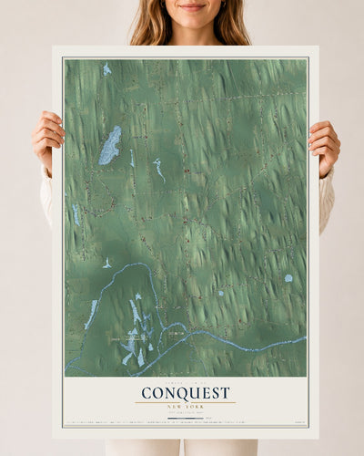 Conquest, New York map print, 24" x 36" Archival Matte Print mockup