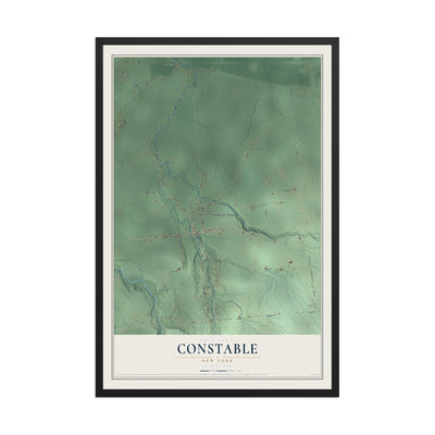 Constable, New York map print, 12" x 18" W/ Black Ayous Wood Frame mockup