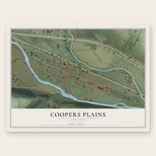 Coopers Plains, New York map print, the full design