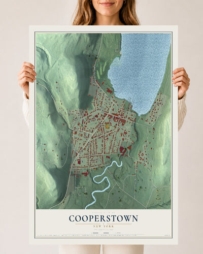 Cooperstown, New York map print, 24" x 36" Archival Matte Print mockup