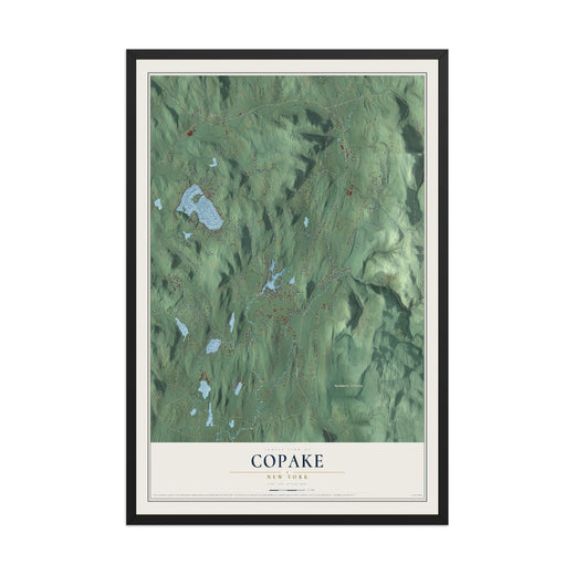 Map of Copake, New York, 12 x 18 inch print in a black wood frame
