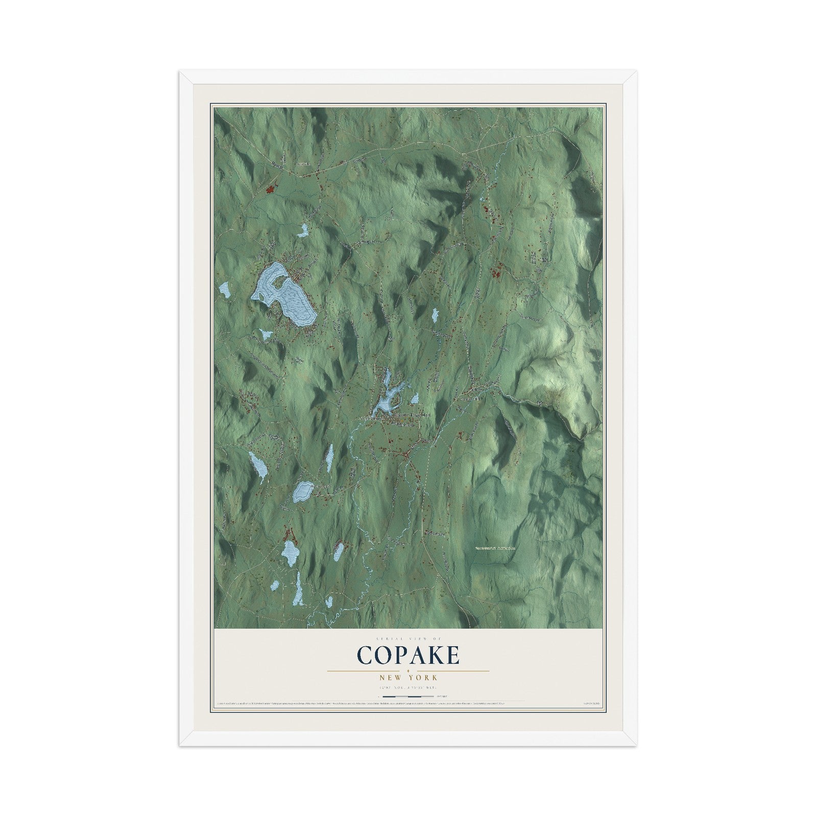 Copake, New York map print, 12" x 18" W/ White Ayous Wood Frame mockup