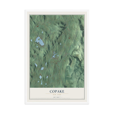 Copake, New York map print, 12" x 18" W/ White Ayous Wood Frame mockup