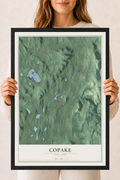 Copake, New York map print, 18" x 24" W/ Black Ayous Wood Frame mockup