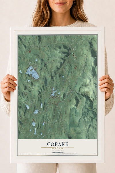 Copake, New York map print, 18" x 24" W/ White Ayous Wood Frame mockup