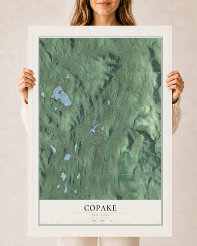Copake, New York map print, 24" x 36" W/ White Ayous Wood Frame mockup