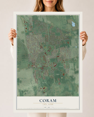 Coram, New York map print, 24" x 36" Archival Matte Print mockup