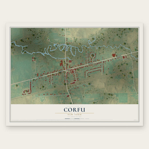 Corfu, New York map print, the full design