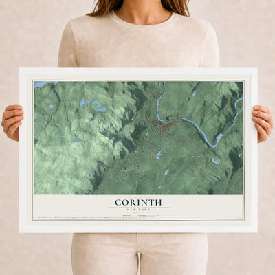 Corinth, New York map print, 12" x 18" W/ White Ayous Wood Frame mockup