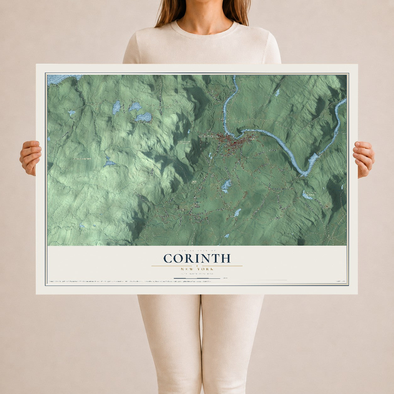Corinth, New York map print, 24" x 36" Archival Matte Print mockup