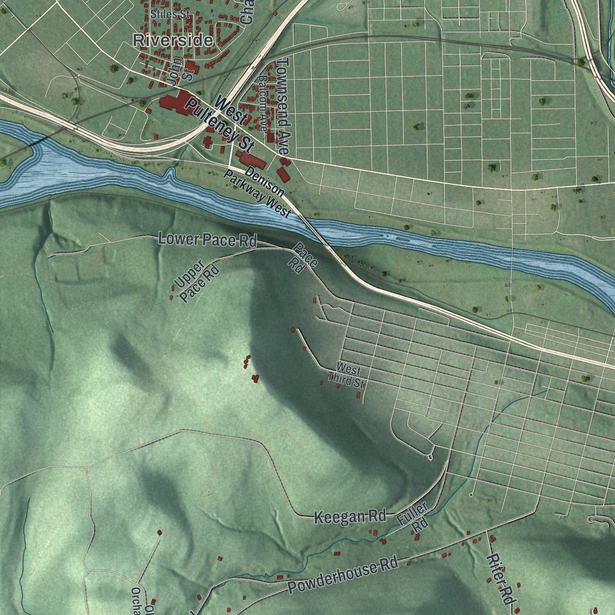 Close-up 1 of the Corning Town (Steuben County), New York map artwork