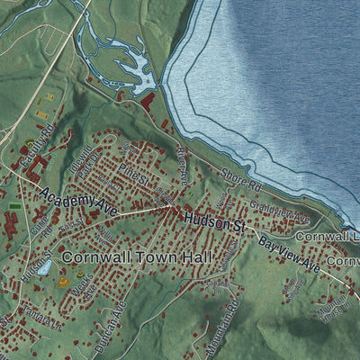 Close-up 1 of the Cornwall, New York map artwork