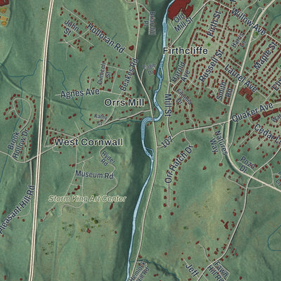 Close-up 2 of the Cornwall, New York map artwork