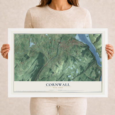 Cornwall, New York map print, 12" x 18" W/ White Ayous Wood Frame mockup