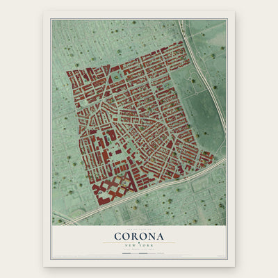 Corona, New York map print, the full design