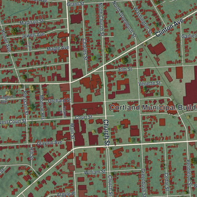 Close-up 1 of the Cortland, New York map artwork
